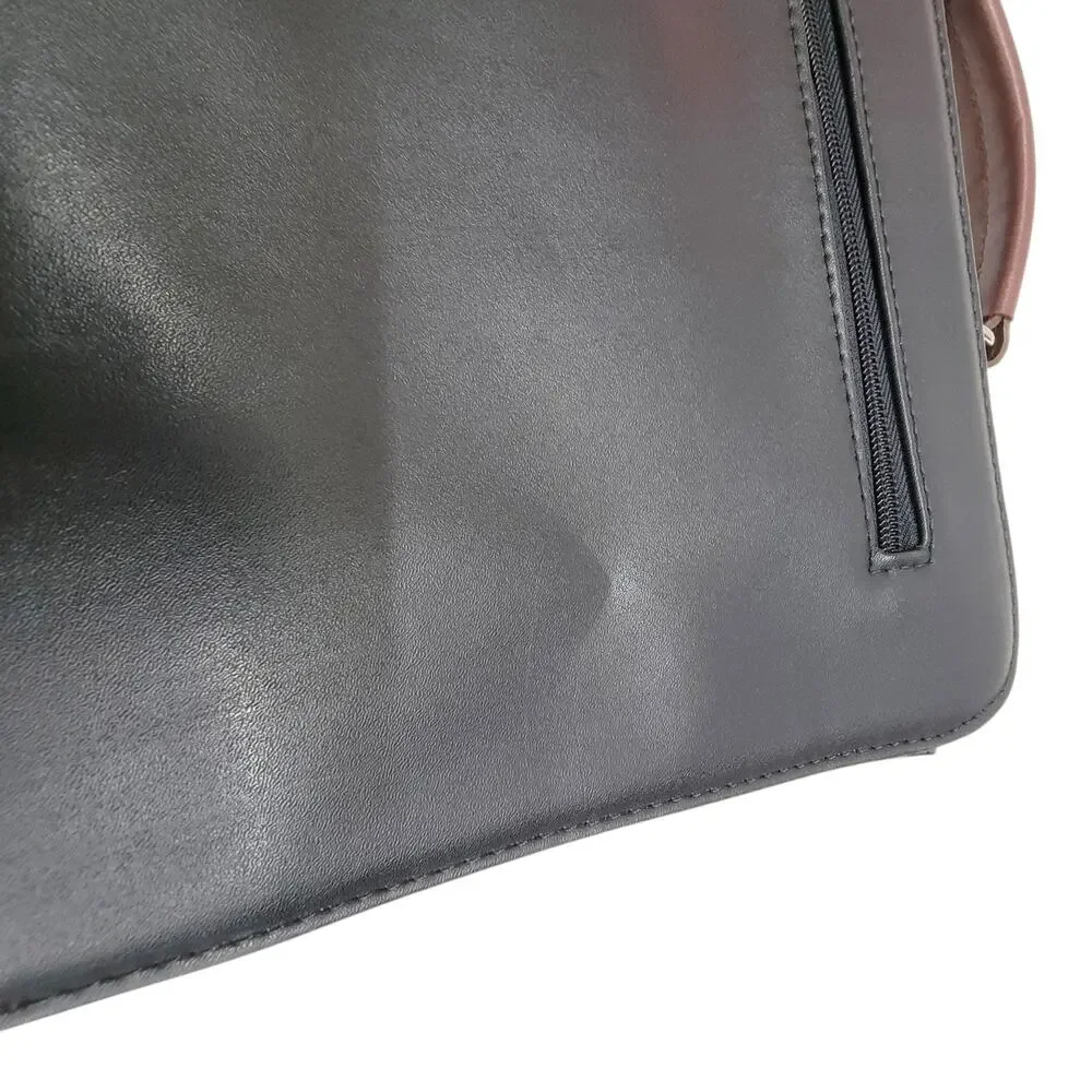 Western Faux Croc Briefcase Laptop Bag Heart Concho Black Brown Organizer